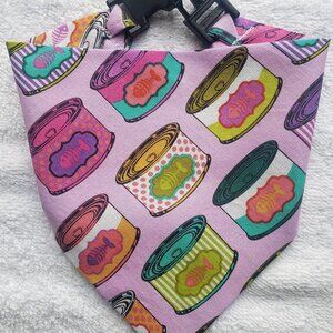 Clip on Dog Bandana With Buckle Pet Cat Bandanna Scarf Tuna Fish Can Fun